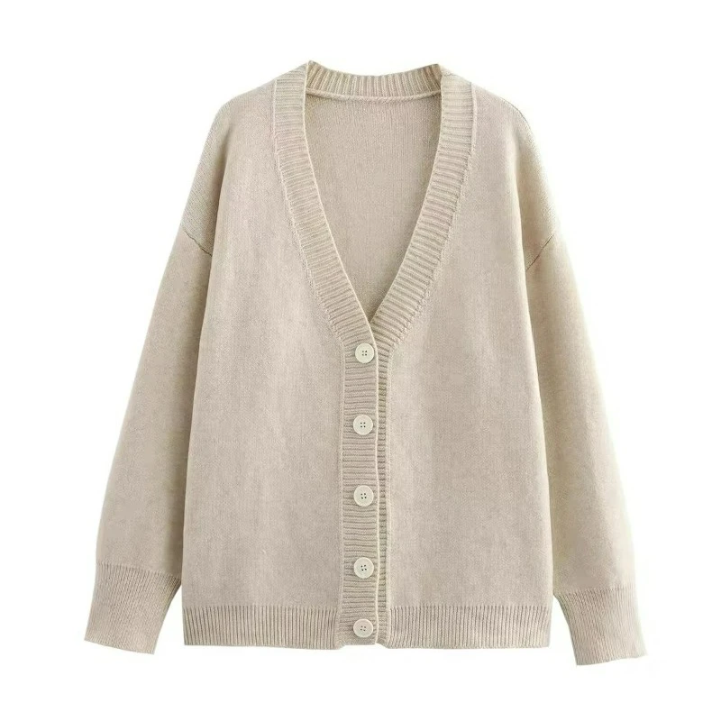 New Loose Versatile Cardigan for Women Autumn Winter Japanese Style of Youthful School with Color-blocked Striped V-neck Sweater