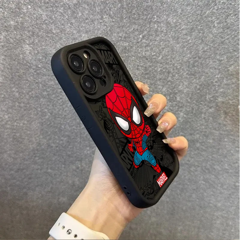 حافظة هاتف لهاتف آيفون 17 16 برو ماكس 17 اير 16e 15 14 13 12 11 برو ماكس 14 15 16 بلس غطاء ناعم سبايدر مان فينوم جروت ناعم