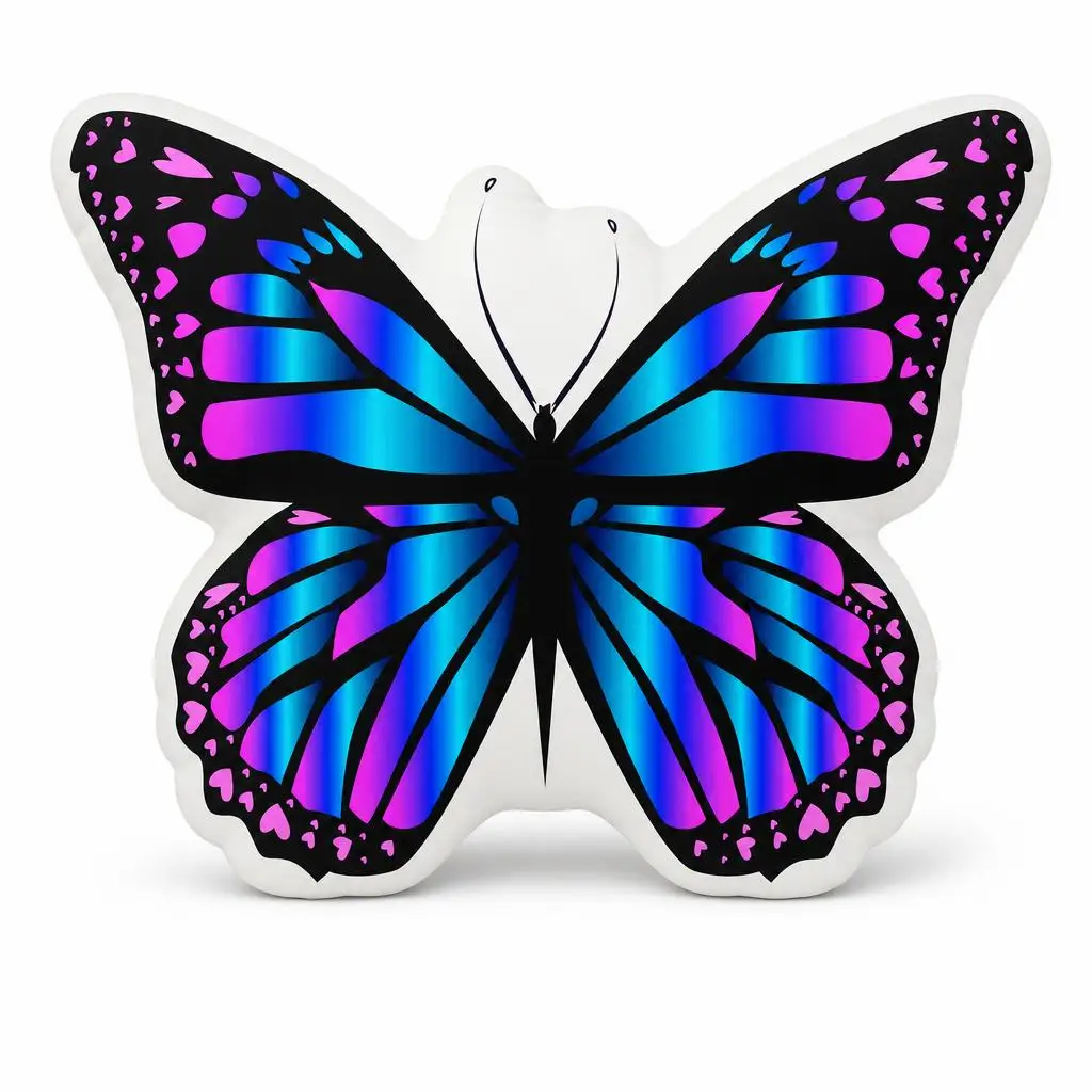 Blue and Purple Butterfly Plush Pillow Cushion Irregular Stuffed Throw Pillow Home Decor Gift Sofa Bed Couch