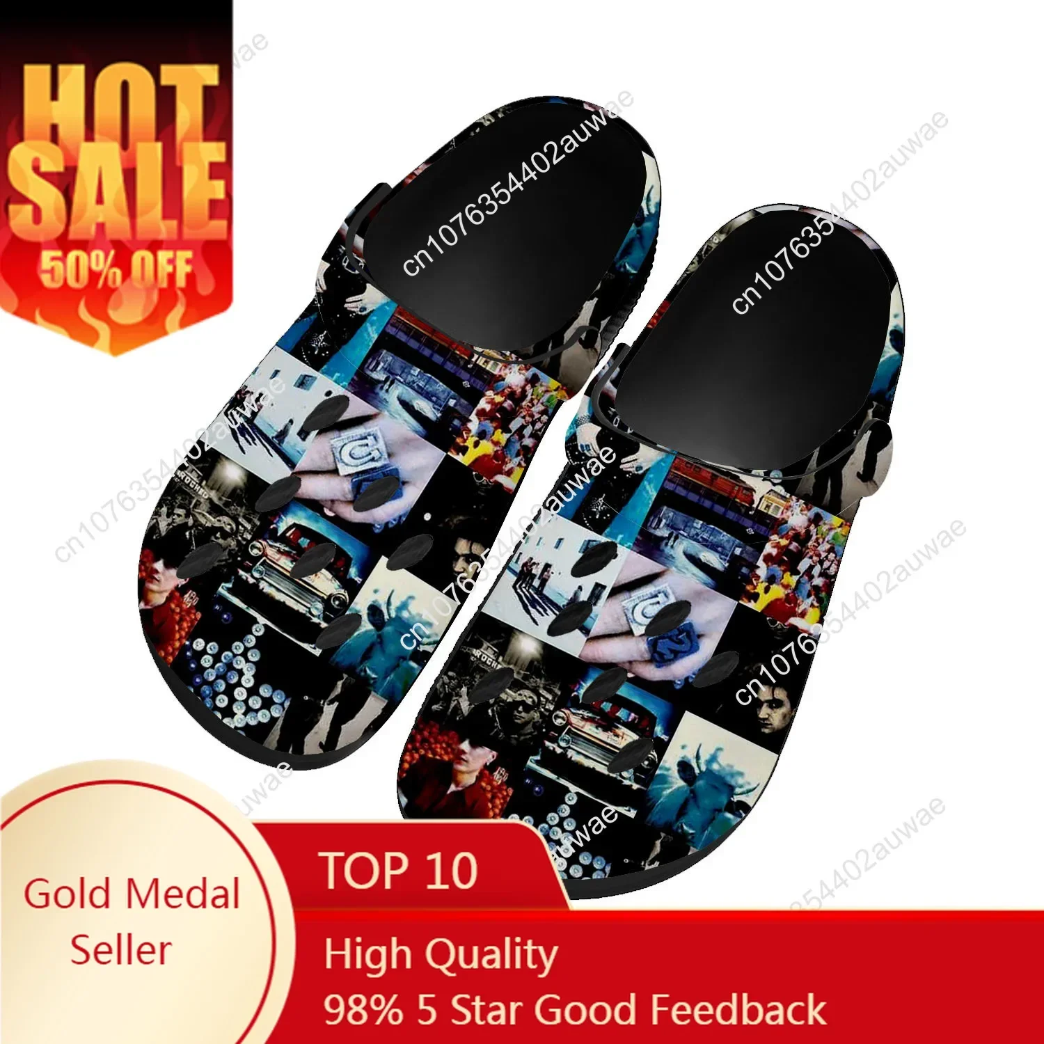 

U2 Water Shoes Home Garden Clogs Mens Women Youth Boy Girl Sandals Rock Band Music Fans Custom Breathable Hole Slippers Black