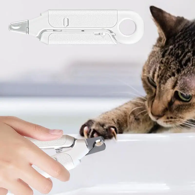 Cat Claw Trimmer Pet Nail Clipper With LED Sturdy And Durable Trimmer With Non-Slip Handle Half-Moon Shaped Cutouts Trimmer For