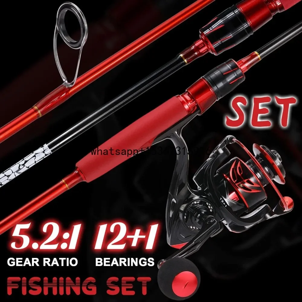 Fishing Rod Reel Combos,Two Pieces Light Weight Pole with High Speed Smooth Powerful Gear Casting &Spinning Fishing Wheel