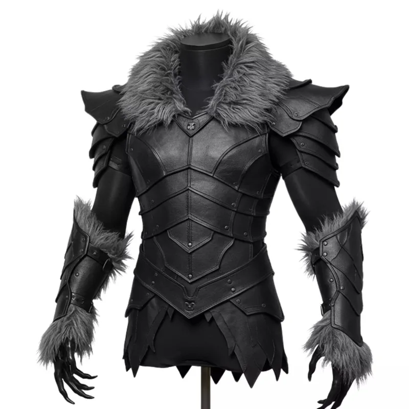 

Handmade Cosplay Black Pure Cowhide Medieval Knight Fur Armor