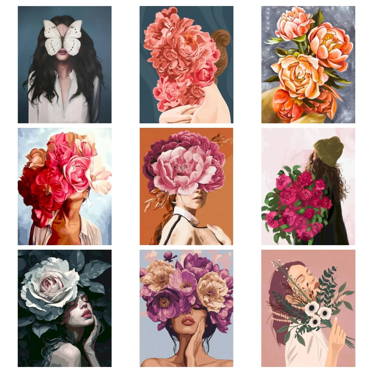 Female Floral Portrait Jigsaw Puzzles 500/1000/1200/2000PCS Handmade Art Exquisite Home Decor Gift No Frame