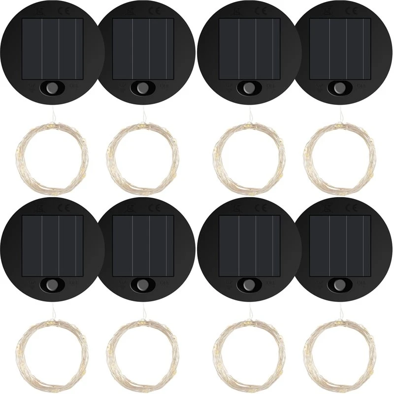 L60A 8Pcs Solar Light Replacement Top LED Solar Panel Lantern Lid For Outdoor Hanging Lanterns IP65 Waterproof