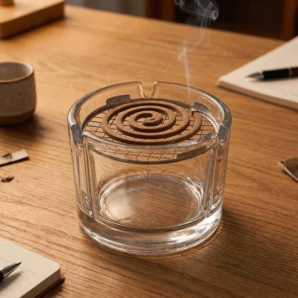 High-Temperature Resistant Glass Incense Burner Anti Dust Metal Filter Screen Aromatherapy Stove Minimalist Aromatherapy Burner