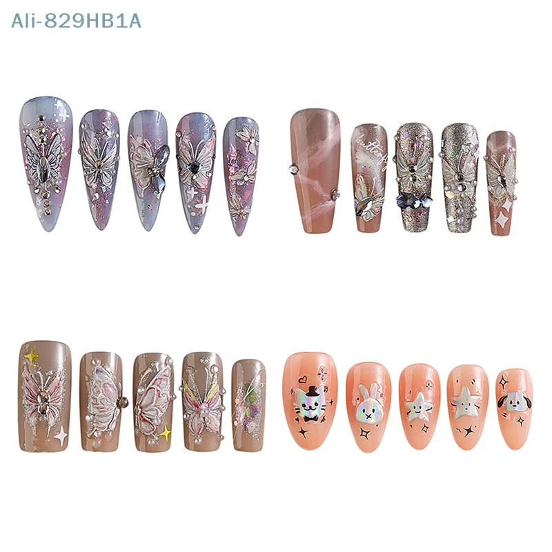 5d Watercolor Aurora Butterfly Nail Three-Dimensional Relief Stickers Nail Art Tattoo Cute Cat Design Manicure Decal