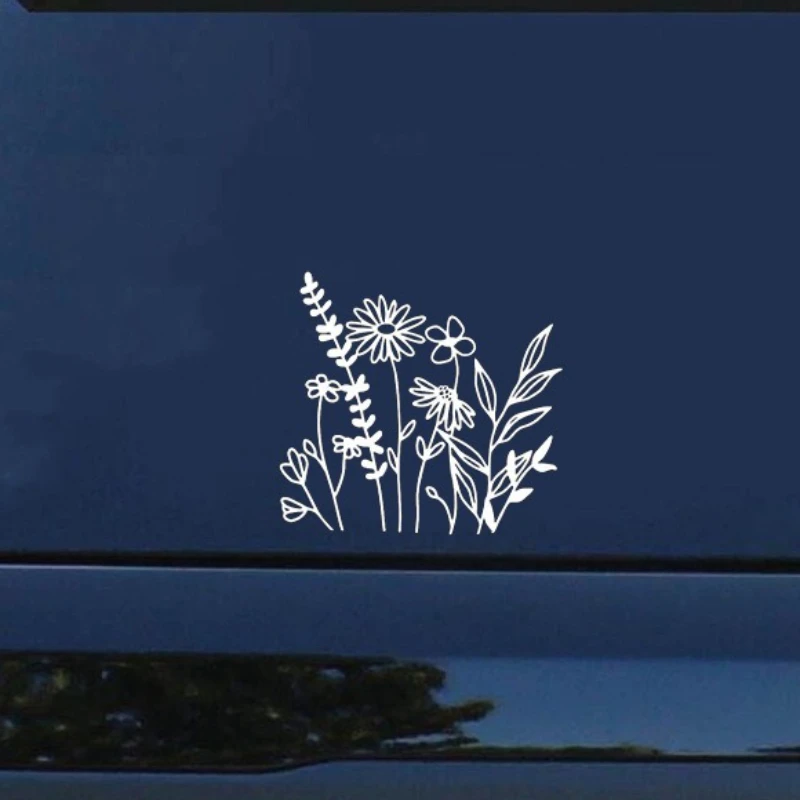 1pc  Auto Trunk Bumper Vinyl Decals Waterproof DIY Campervan Windows Durable Decor Camping Plant Wild Flowers Car Stickers view 4