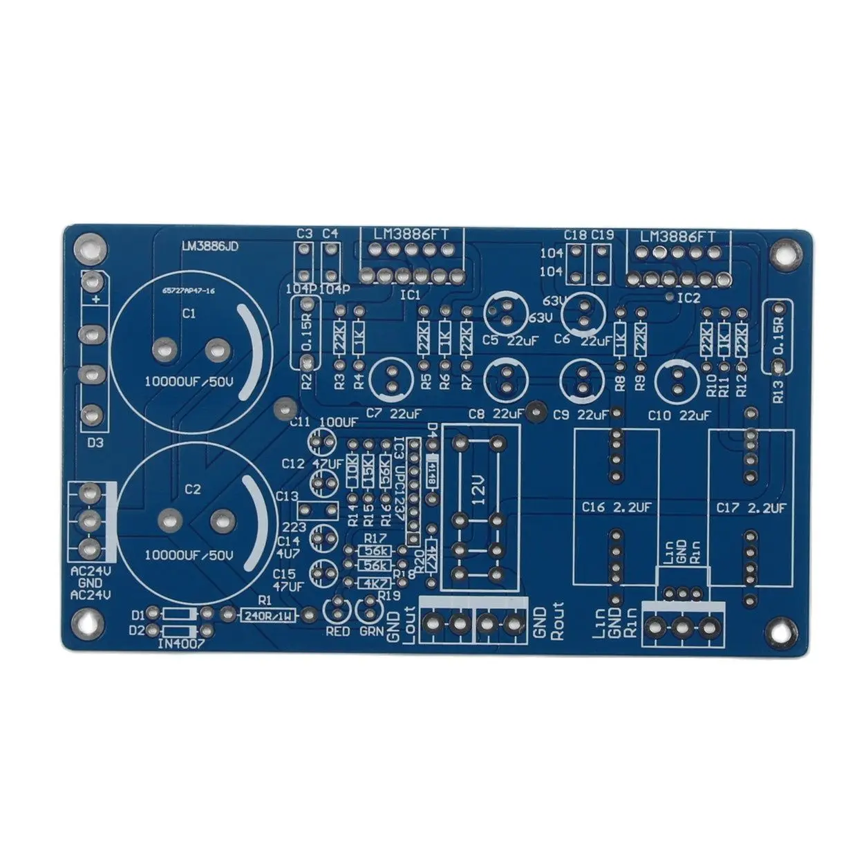 LM3886 HiFi Stereo 2.0 Two Channel Power Amplifier Board PCB With Speaker Protection Function 68W*2