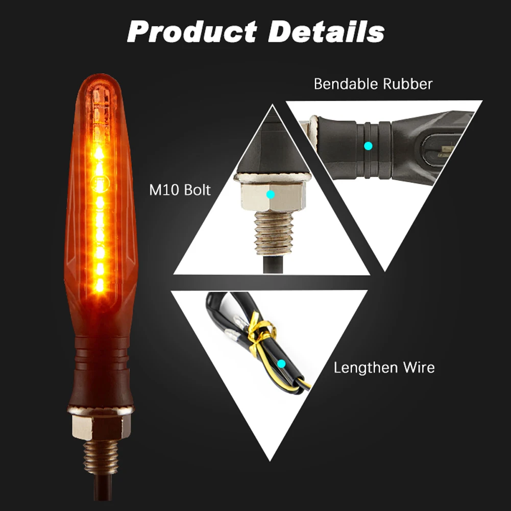 2pcs Motorcycle LED Turn Signals Light Waterproof Daytime Running Lights 335SMD Moto Flasher Light for Motorcycles Beach Bikes