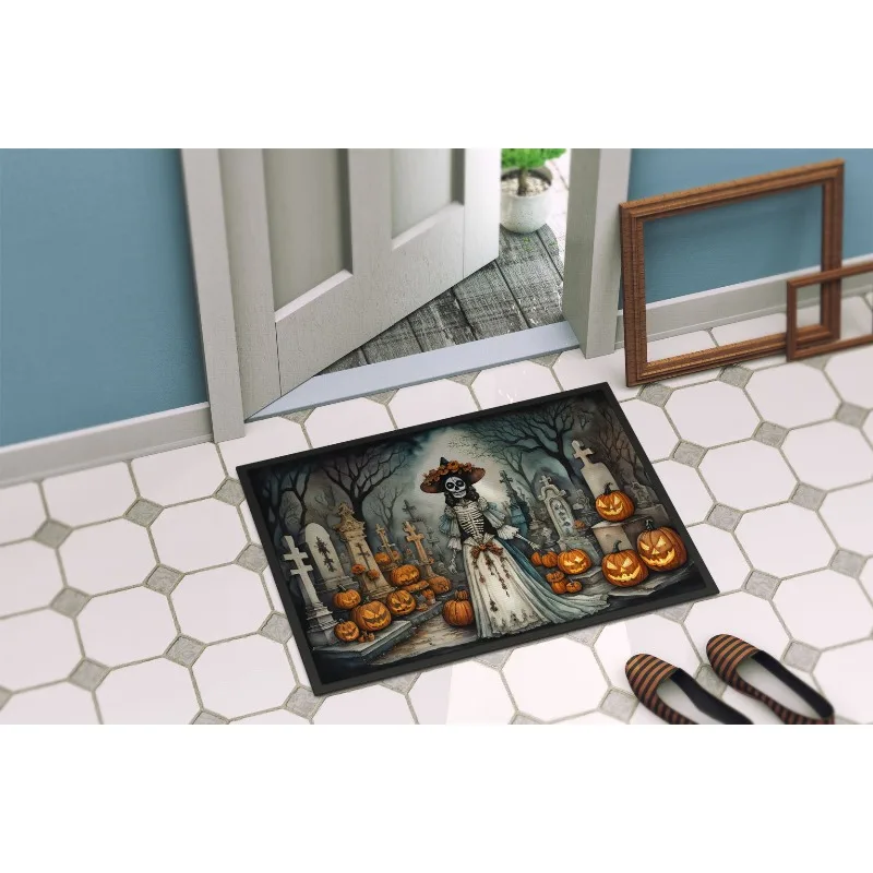 

Skeleton Ghost Halloween doormat front doormat entrance carpet anti slip washable waterproof floor mat doormat