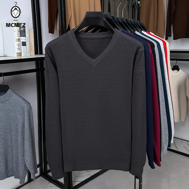 Lightweight Knitted Outerwear Men V Neck Long Sleeve Rib Ornament Elastic Fabric Ideal For Business And Leisure Use