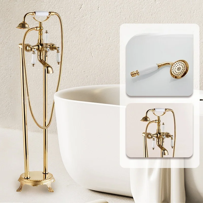 الذهب الهاتف نمط صنبور حوض استحمام النحاس الطابق الدائمة خلاط حوض الاستحمام الكروم حوض استحمام صنبور خلاط حوض الاستحمام حوض صنبور المياه