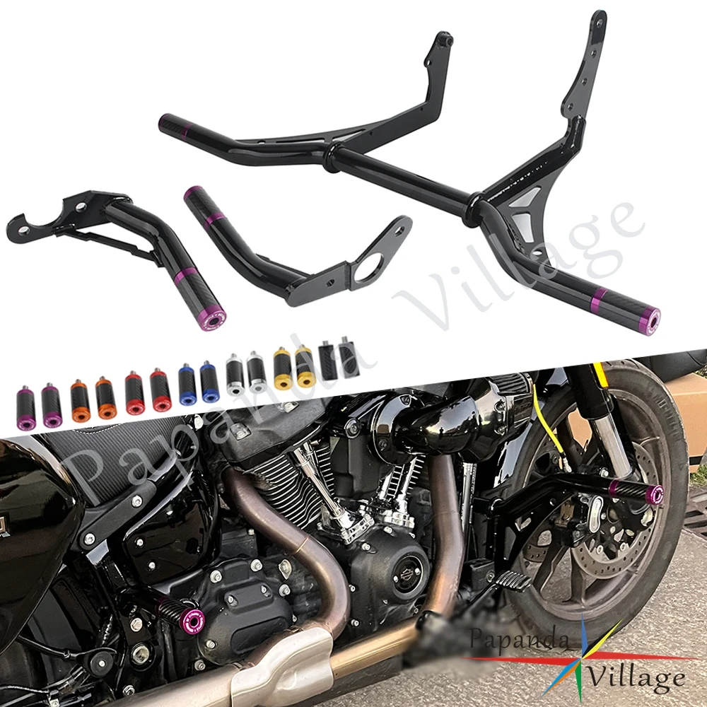 

For Harley Softail Fat Bob 114 FXFBS FXFB Standard FXST 18-24 Motorcycle Highway Engine Guard Front Rear Crash Bar Frame Slider