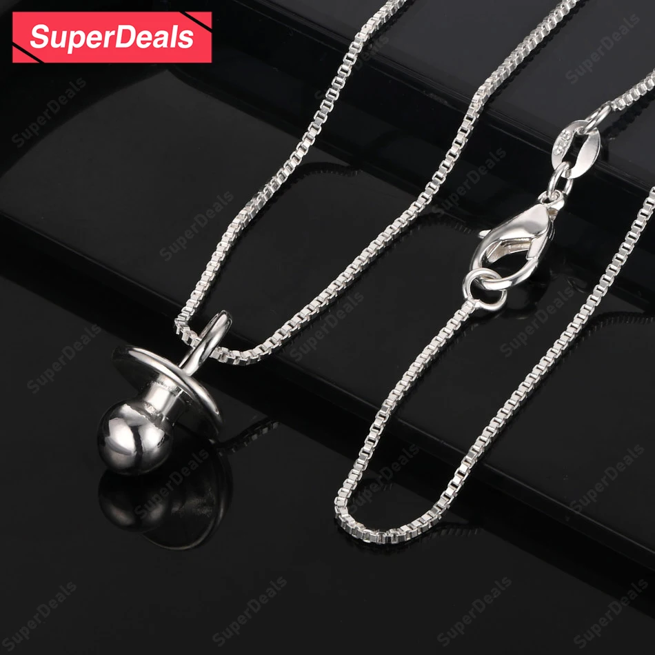 

SuperDeals 925 Sterling Silver Solid Ball Pendant Necklace Christmas Party Birthday Gift For Women Fashion Trend Simple Jewelry