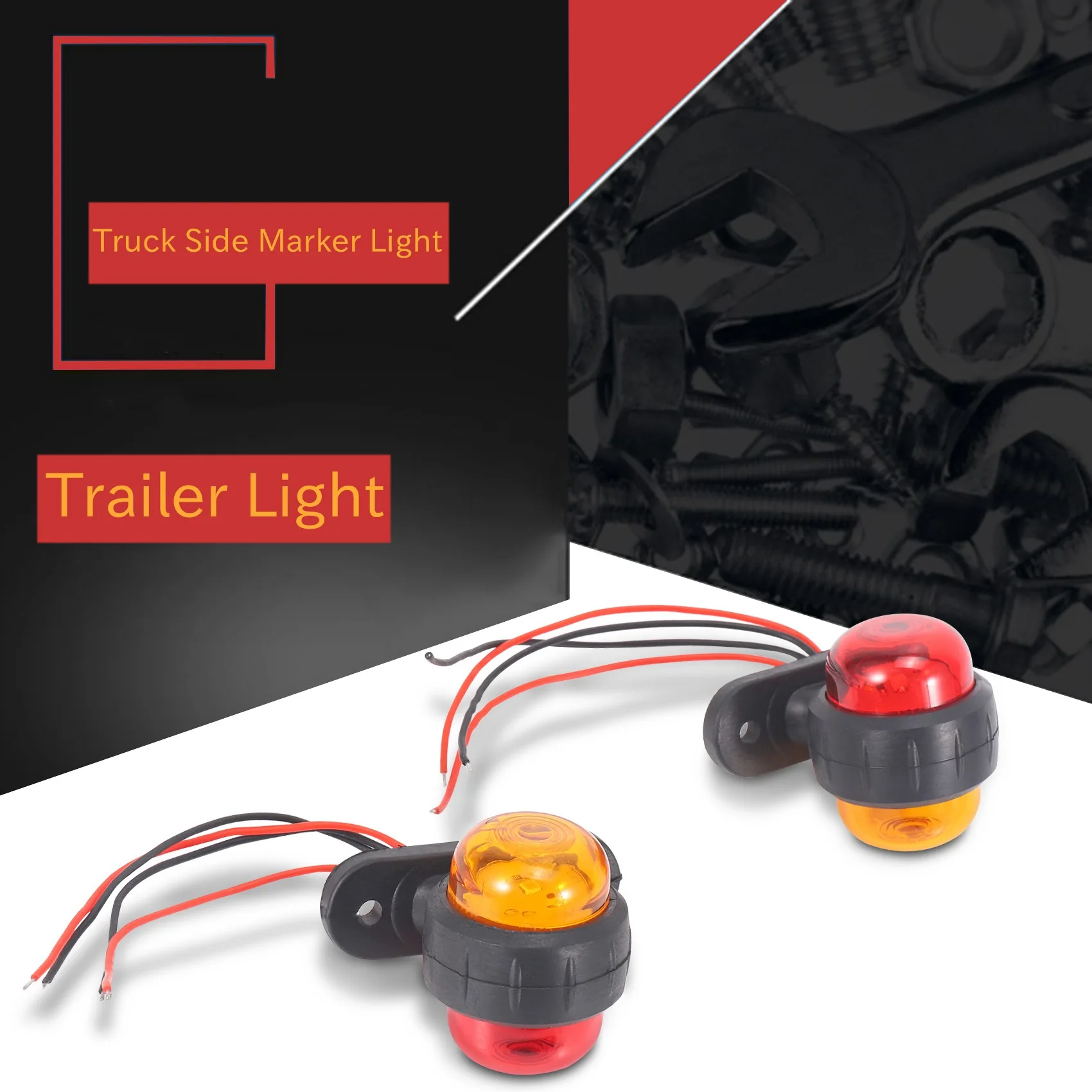 Lampu LED truk, 2 buah lampu penanda samping mobil 24V lampu peringatan sinyal