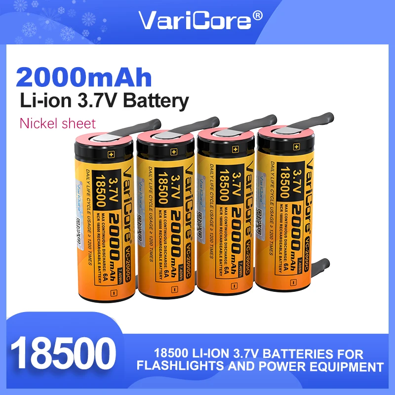 1-60 шт. VariCore VC-2000C 18500 2000 мАч 3,7 В литий-ионный аккумулятор Recarregavel для фонарика, сухой никель «сделай сам»