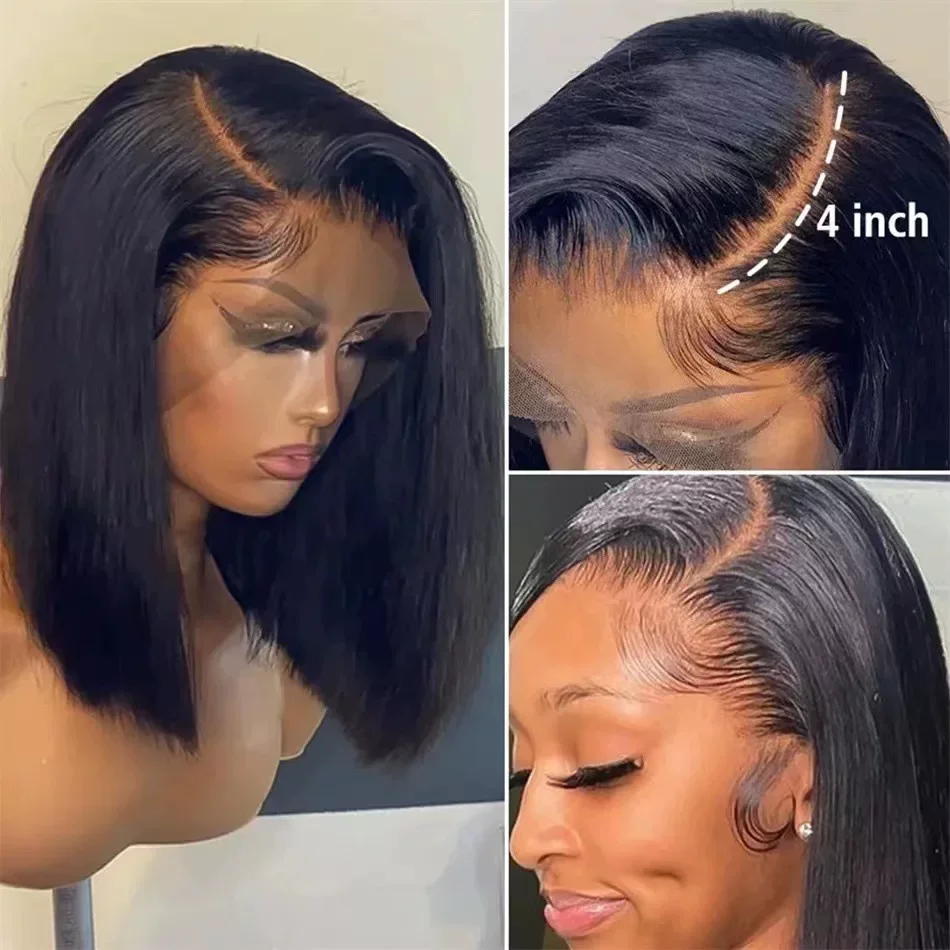 13x4 Lace Front Human Hair 1B Bone Straight Wigs 250 280 Density Cheap Short Bob Wig Brazilian Pre Plucked Lace Frontal Human Hair Wigs