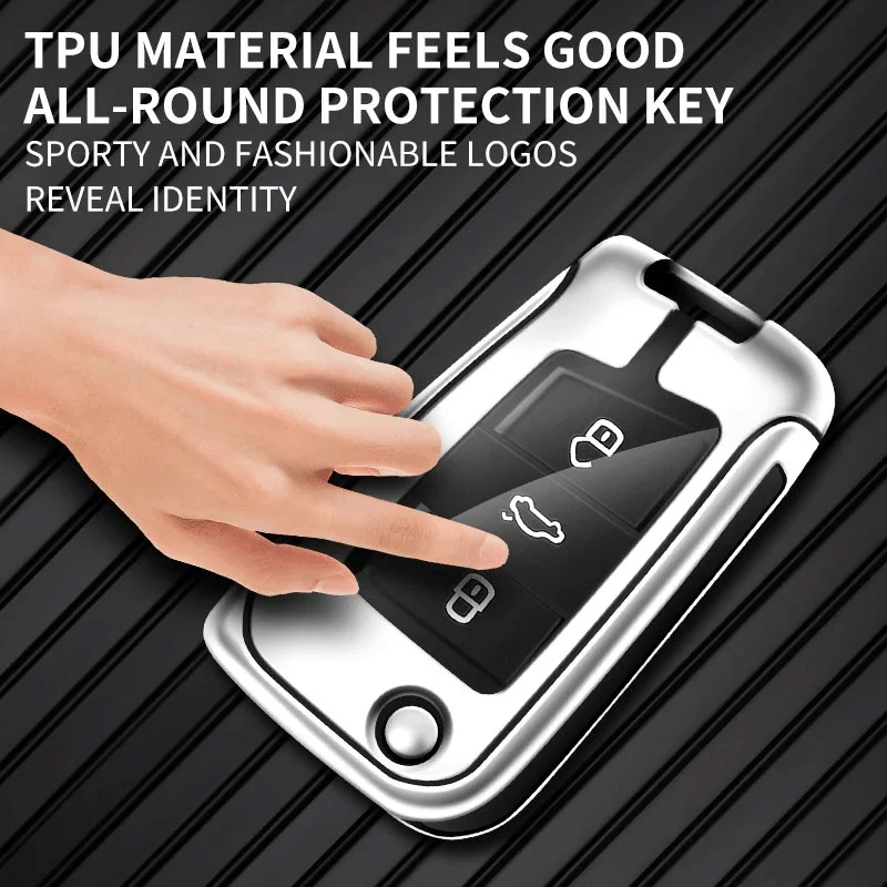 Auto TPU Zinc Alloy Key Case Bag For VW Volkswagen GOLF 7 MK7 Car Key Chain Car Metal Key Shell Interior Decoration Accessories