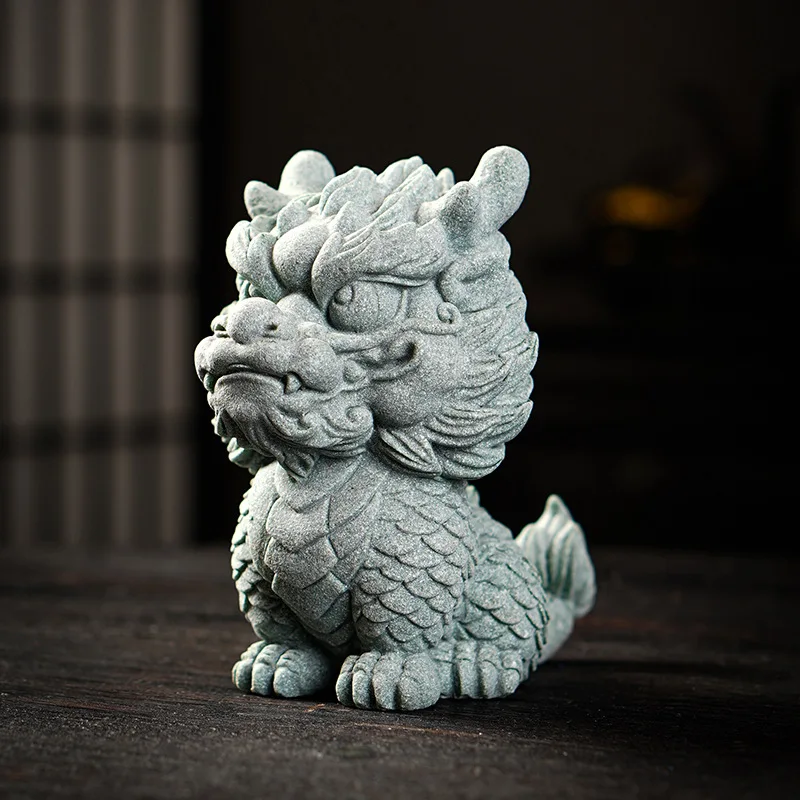 

Creative Auspicious Beast Zodiac Dragon Animal Tea Ornaments Tea Pet Ornaments Green Sand Stone Chinese Fish Tank Landscape Desk