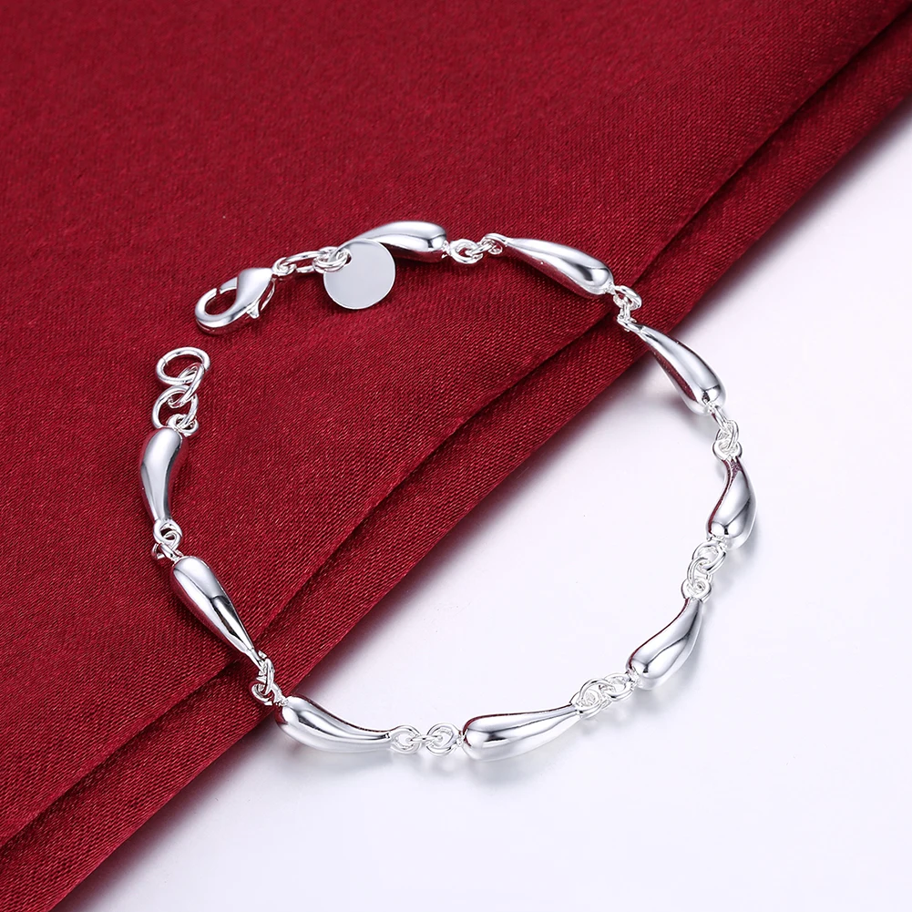 Hot high quality 925 Sterling silver water drop necklaces earrings bracelets Fashion jewelry set for women wedding Accessories