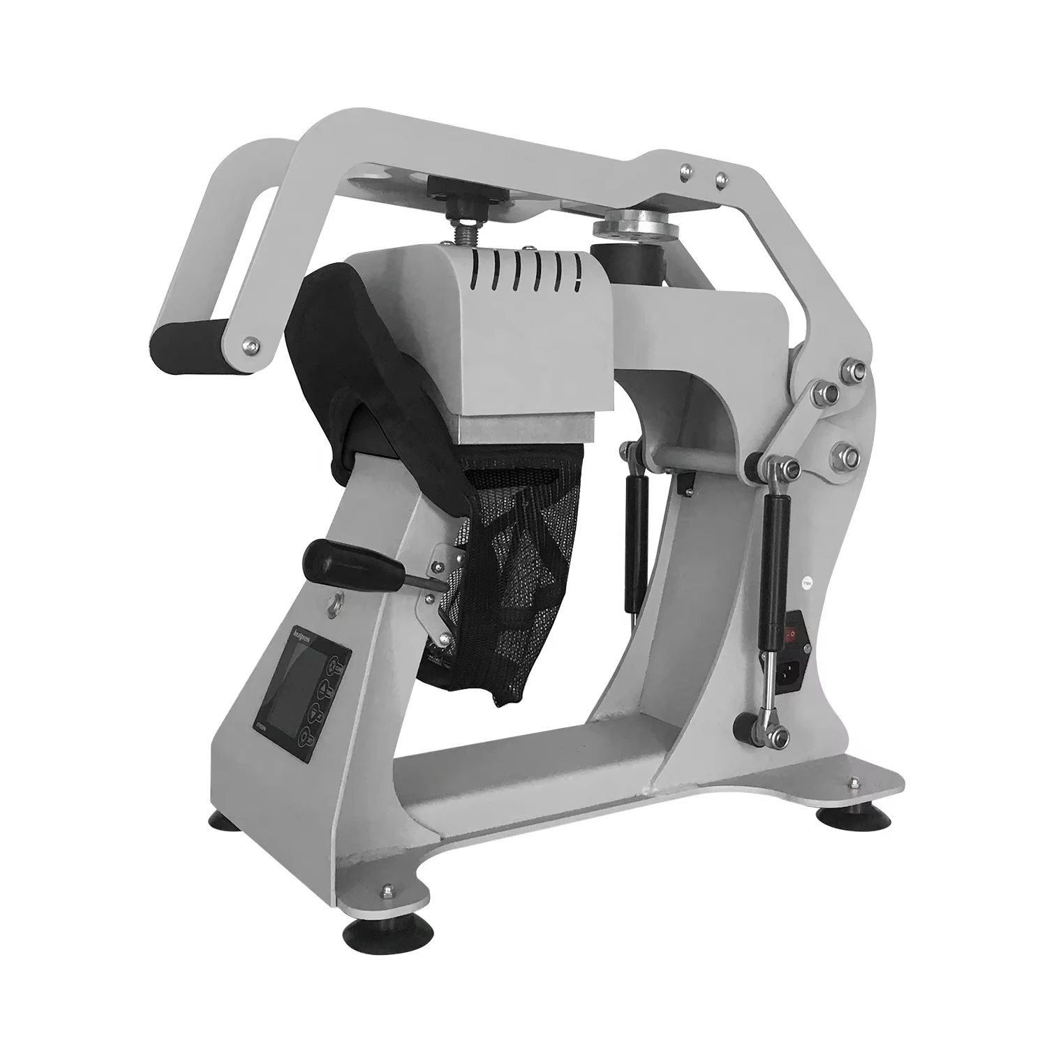 CP2815-2 Cuscinetti sostituibili Riscaldamento superiore e inferiore Macchina per pressa di calore per cappelli con apertura automatica Macchina per pressa per cappelli con localizzatore laser