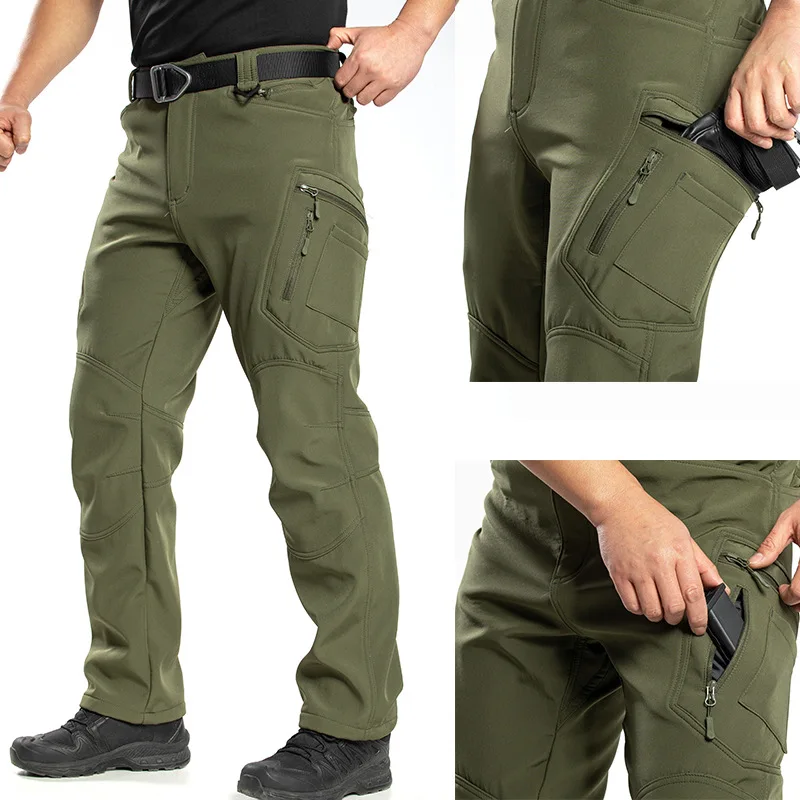 Outdoor Tactical Softshell Suit for Men Hooded Full Zip Jacket Cargo Pants Windproof Multi‑Pocket Set for Hunting Hiking Camping view 5