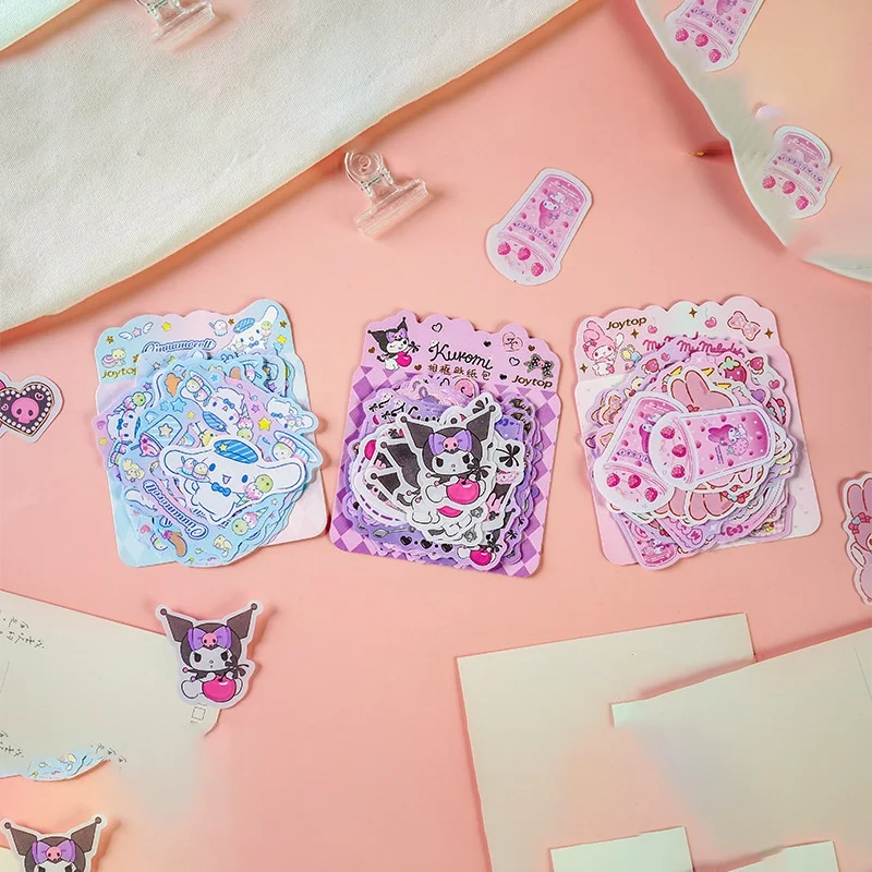 

12 упаковок/лот Sanrio Kuromi Melody Cinnamoroll наклейки милый котенок DIY дневник декоративная уплотнительная наклейка альбом наклейка этикетка