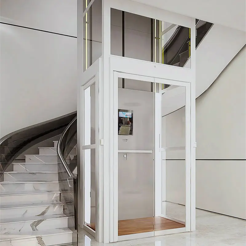 Factory Directly Traction Home Lift 320kg 0.4m/s 3 Floors Automatic Sliding Door Quiet For Modern Villa Residence Home
