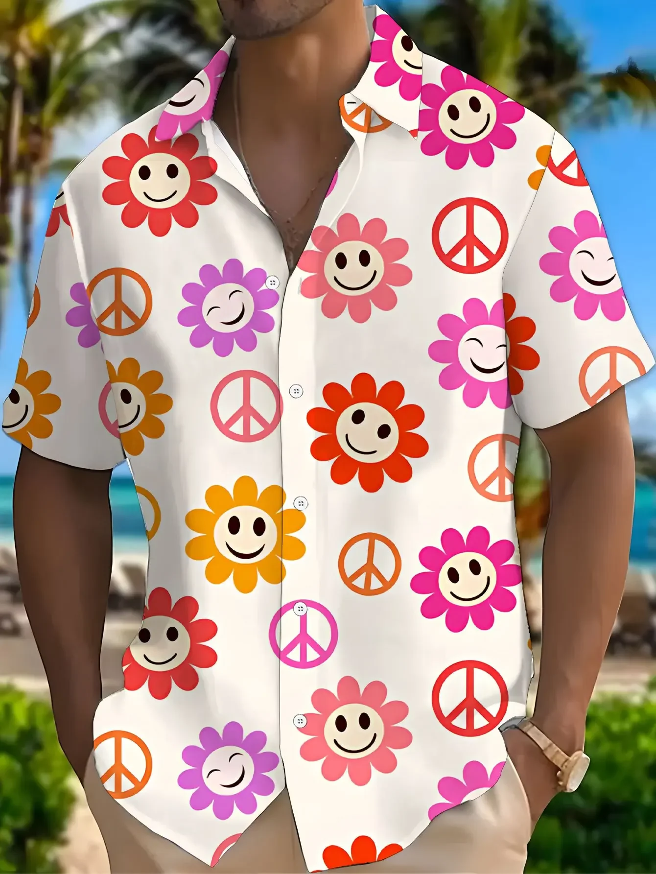 Men's Fashion Vacation Shirt Summer Man Short Sleeve Hawaiian Casual Print Lightweight Breathable Beach Party Tops