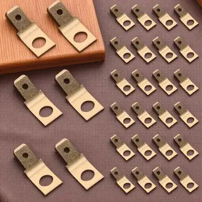 

100Pcs Brass Male Spade Connectors Ring Crimp Non-Insulated Electrical Terminals for Automotive Industrial Wiring