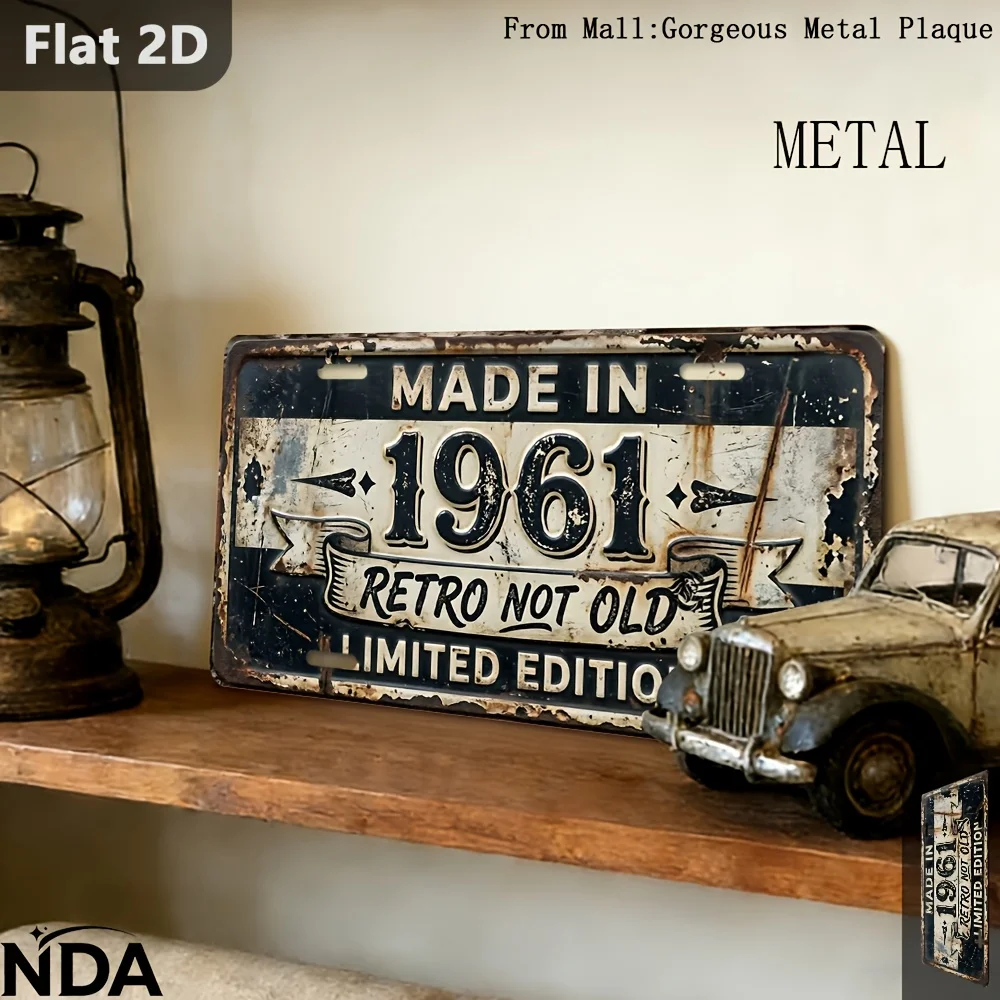 2D Flat - 【2D Flat】 1pc, Vintage Metal Aluminum Sign, 1961 LIMITED EDITION, Outdoor Plaques & Wall Art (12