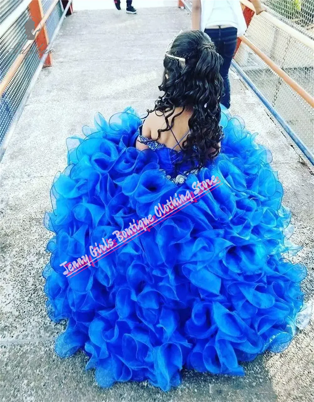 Royal Blue Festive Dress For Girl Ruffles Tulle Elegant Flower Girl Dresses Party Fluffy For First Communion Pageant Gown