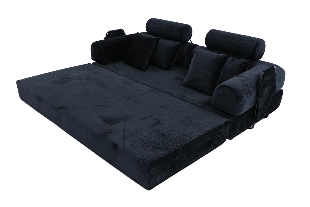 #Premium Dark Blue Compression Loveseat, Modern 2-Seater Sofa with Pillows, Compact Packaging for Easy Shipping