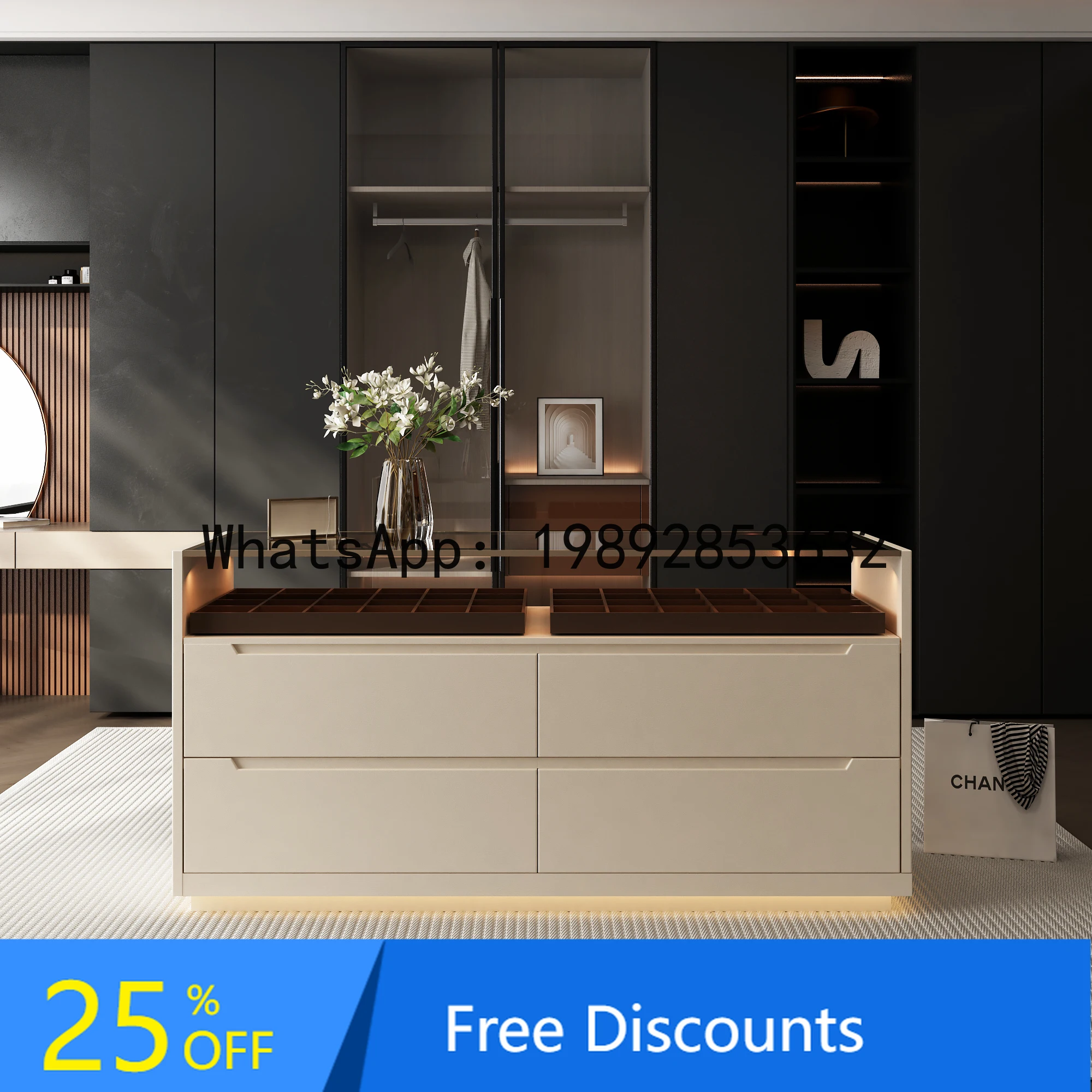 

High-End Cloakroom Island Cabinet Light Luxury Home Bedroom Jewelry Island Display Cabinet