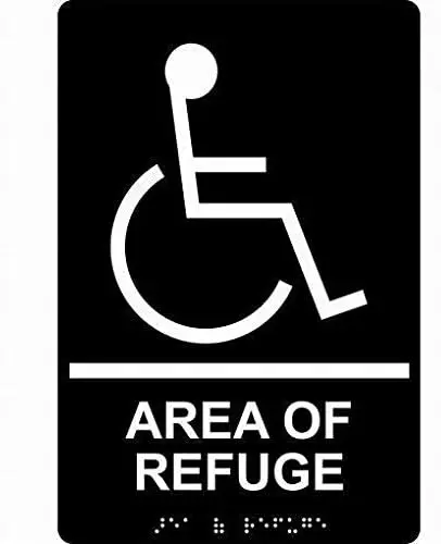 PaBoe Metal Area Refuge/Rescue Sign Black Unique Tin Decor  Warning Crossing Sign-aluminum