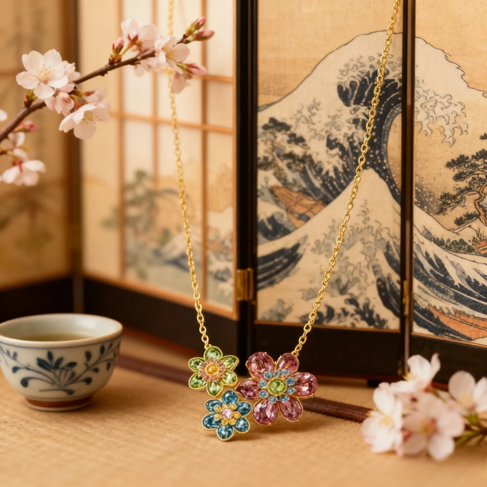 

Ювелирные изделия премиум-класса, благородный великолепный цветной кристалл, ожерелье с цветком, кулон-вечеринка, универсальный подарок любовнику