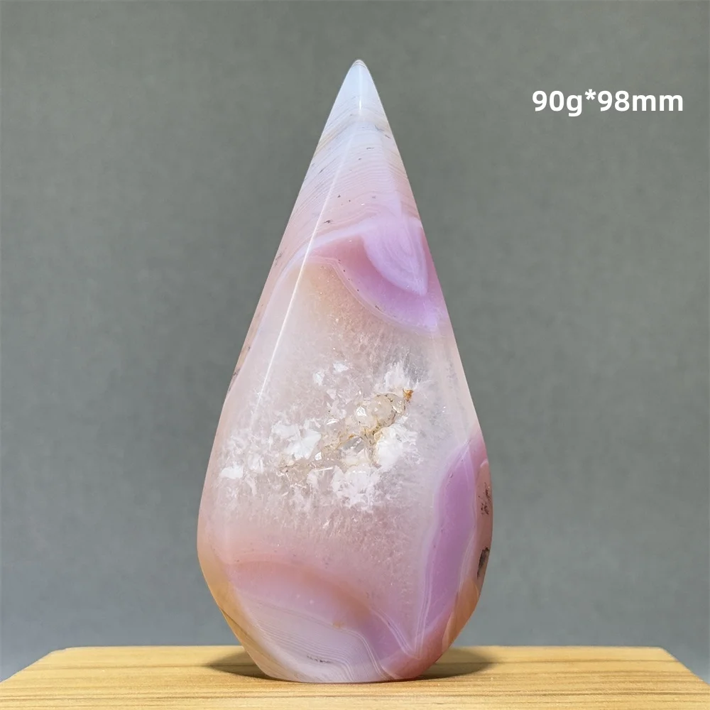 High-Quality Pink Agate Free-Form Torch Natural Quartz Reiki Therapy Chakra Meditation Massage Energy Home Decoration Gift