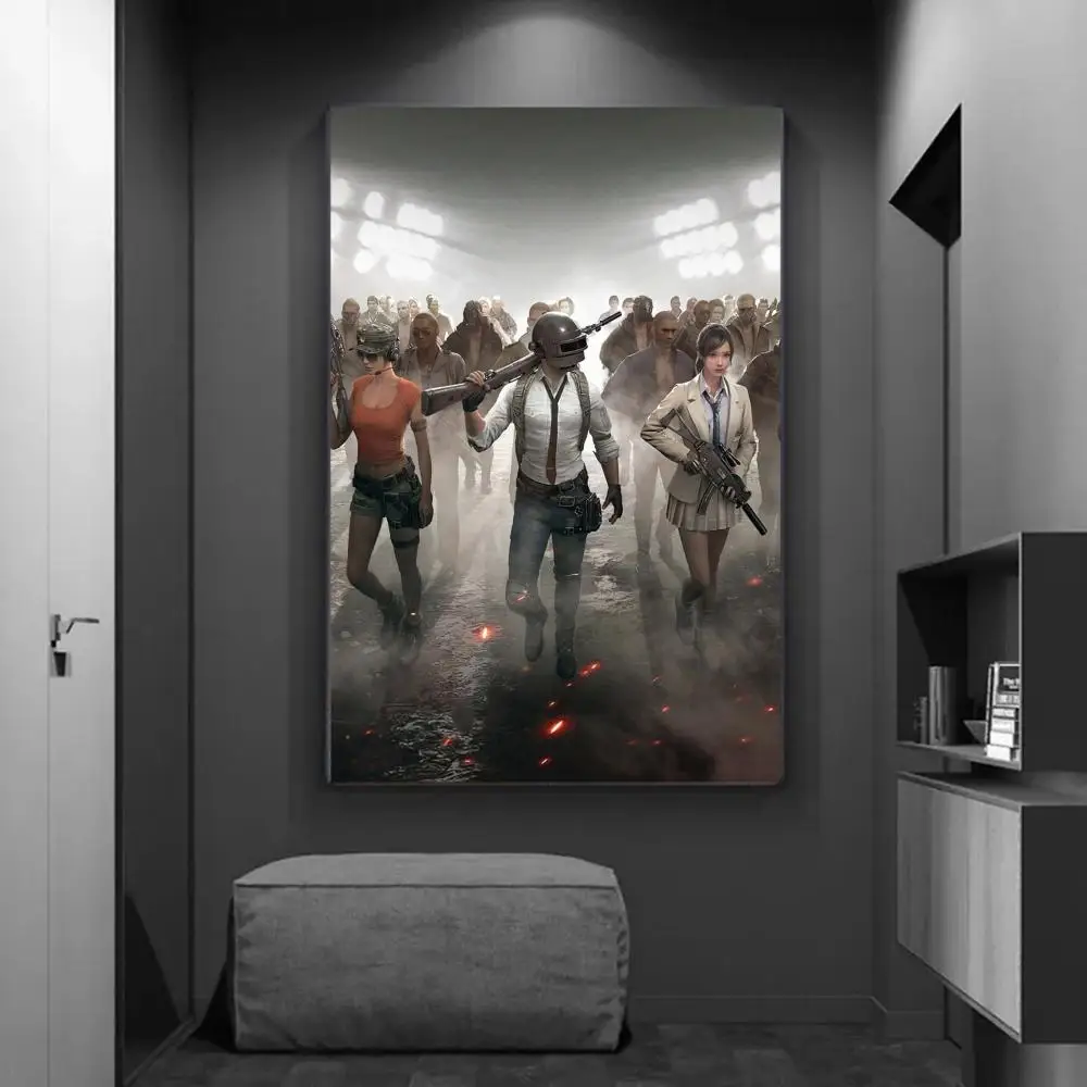 PUBG Classic Movie Posters Vintage Room Bar Cafe Decor Stickers Wall Painting