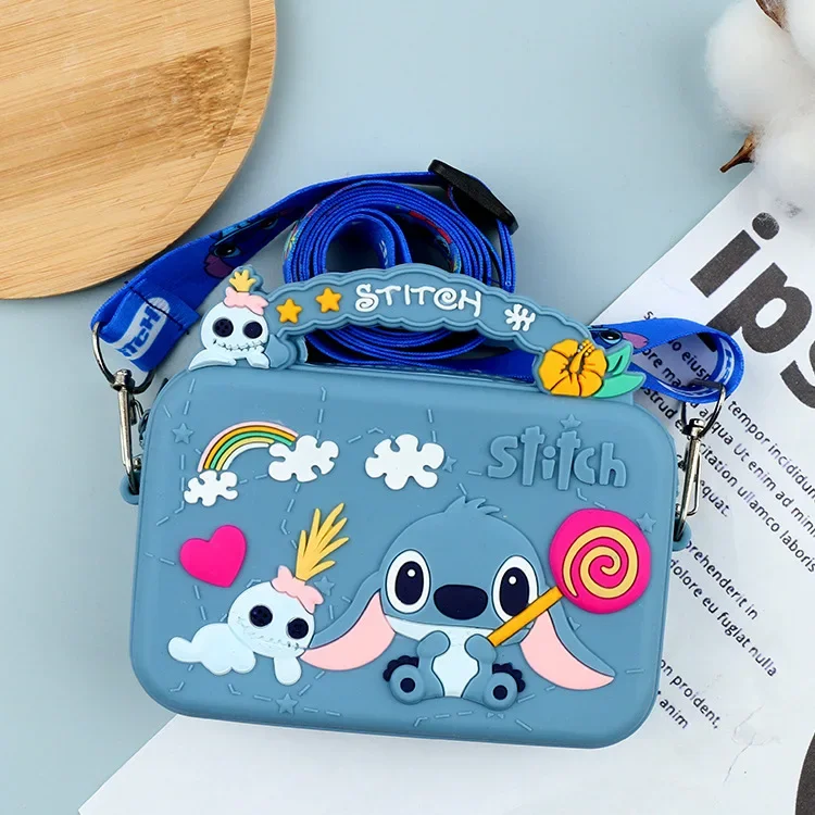 Disney-Sac à main Stitch Cartoon pour enfants, bandoulière mignonne, mini sac à main coloré bonbon, sac à clés bracelet, cadeau d'anniversaire mignon