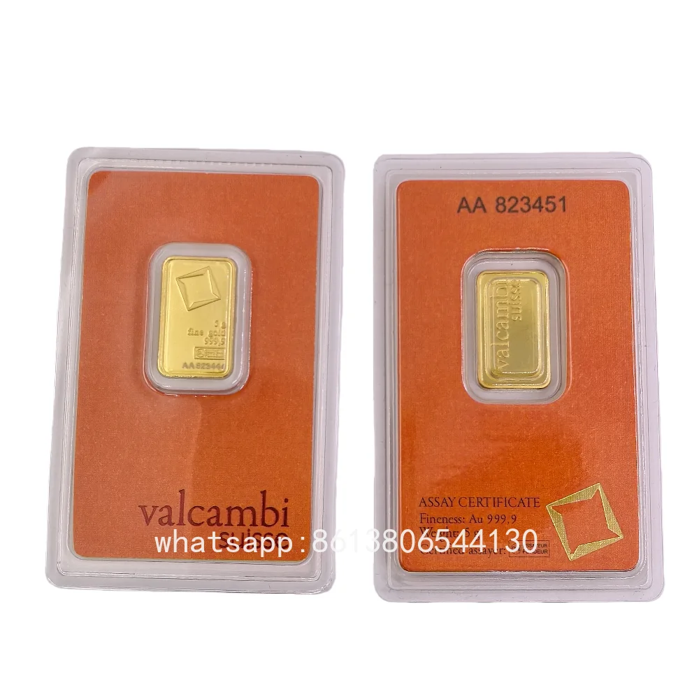 Swiss Design Gold Plated Bullion Bar 5g 10g 20g 1oz 50g 100gCopper Core Sealed Packing Independent Serial Number Collection Gift