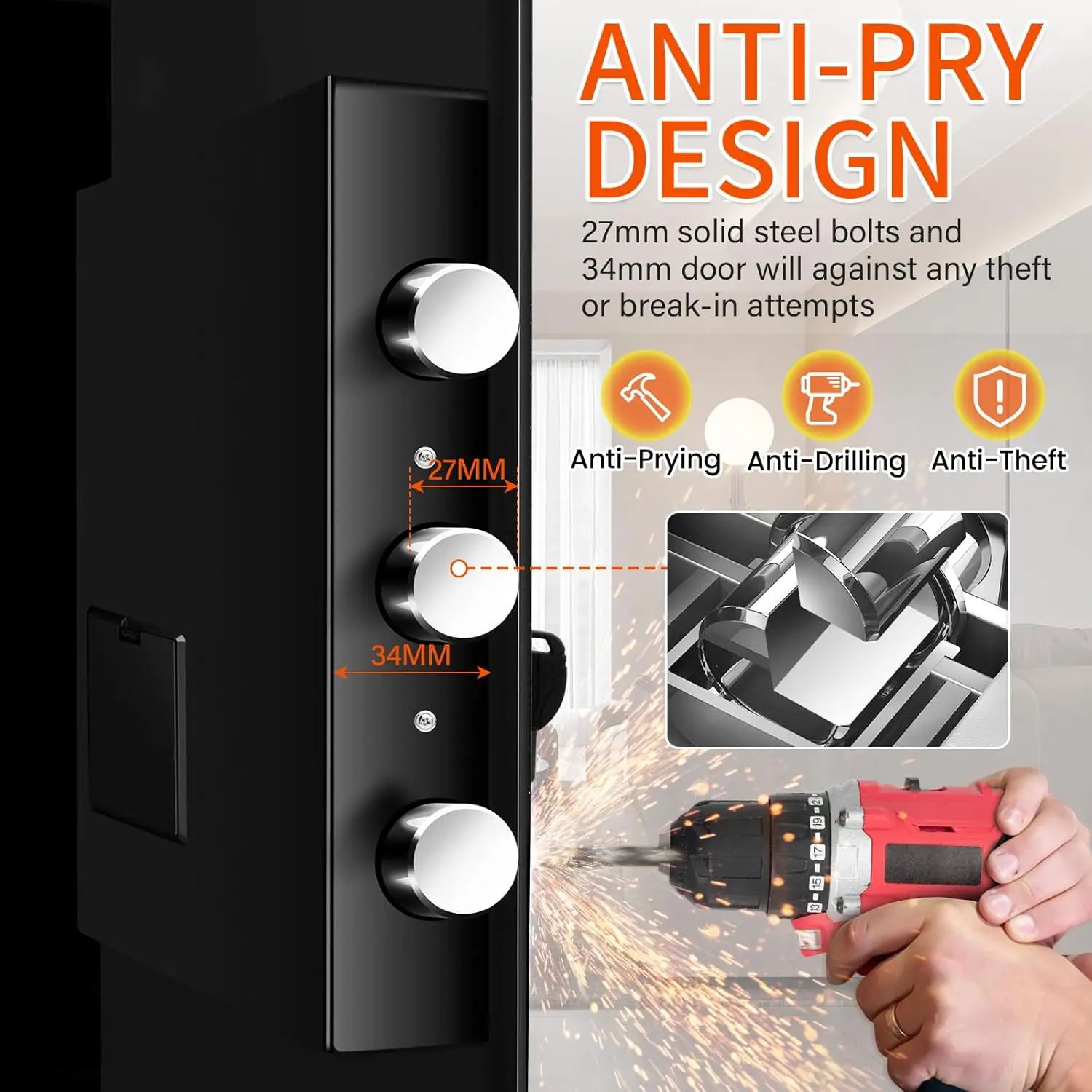 5.2 CU FT Extra Large Drop Safe for Business, Anti-Theft Money Drop Slot Safes with Digital Keypad and Spare Keys, Heavy Duty De