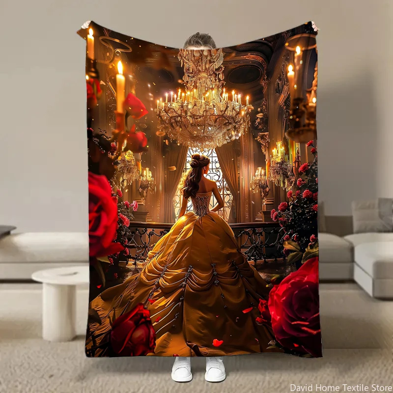 

Disney Jasmine Belle Sleeping Beauty Soft Flannel Blanket for Beds Bedroom Sofa Picnic,Throw Blanket Cover Outdoors Leisure Gift