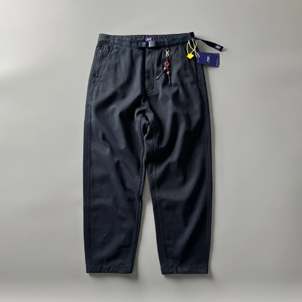 

Утепленные флисом свободные рабочие брюки Micro Cone, повседневные брюки для мужчин, зимние, утолщенные, в стиле ретро, с фиолетовой этикеткой, для отдыха