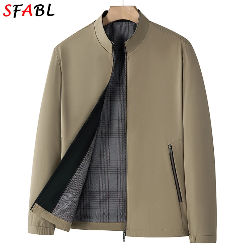 

Spring Autumn Jacket Men Casual Solid Color Men's Jackets Slim Fit Jacket Luxury Full Zip Up Coats Male Outerwear Zipper Pockets
