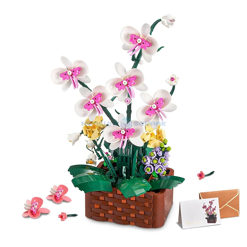 

Orchid Potted Plant Model Building Bricks MOC 92202 Flower Botanical Blocks Collection Creative Ideas Home Decoration Toy Gift