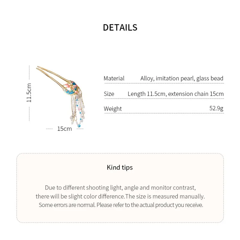 الأزرق الوردي النفط يقطر فراشة دبابيس الشعر للنساء الرجعية اليعسوب الزجاج شرابة U-شكل شوكة الشعر تقليد اللؤلؤ الشعر العصي V