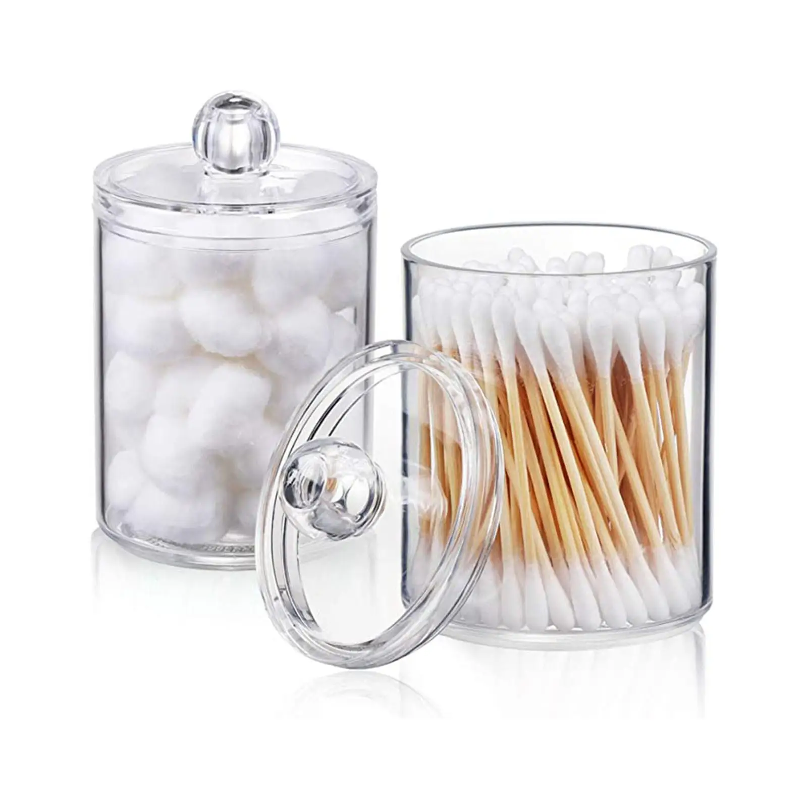 Clear Makeup Cotton Storage Jars Plastic Bathroom Canisters Swab Containers Cosmetic Organizer Holder for Pads Set of 4