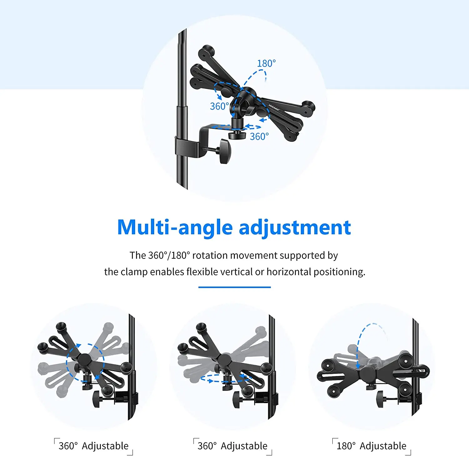 Imagem -02 - Neewer-suporte Ajustável Tablet Mount 360 ° Swivel Clamp para Ipad Pro Ipad Air Google Nexus Samsung 714