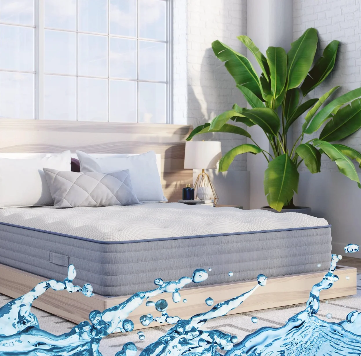 مرتبة إسفنجية عالية الكثافة مع مرتبة زنبركية لصندوق مراتب زنبركية للجيب مقاس مزدوج لكبار السن كينج كوين